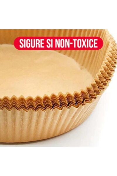 UNİBOX Set of 100 Air Fryer Baking Paper, Fryer, Round, 16 cm, Single Use, Brown,