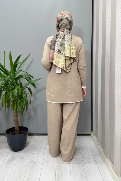 MISS DALIDA Collar Slit Knitwear Tunic Mink T25Pf-6002