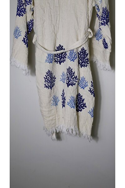 AQUATOLIA Muslin Dark Blue Coral Bathrobe
