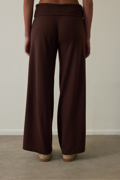 Penti Brown Wide-Leg Folded High-Waisted Pants