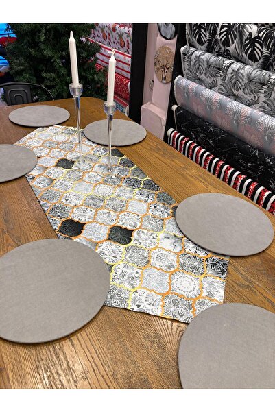 TUĞÇE DEMİR HOME DESIGN GRİ MOROCAN RUNNER SULA TAKIM