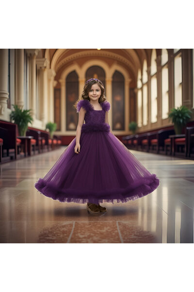 Asyagiyimavm AİSSA 💜 Büyüleyici Mor Tül Abiye Elbise - Prenseslerin Rüyası 💜