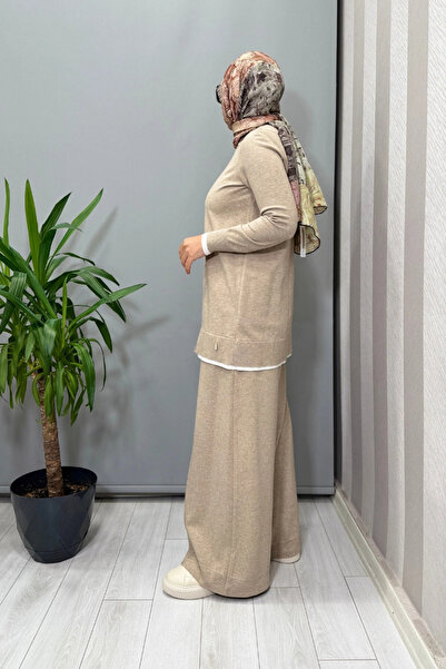 MISS DALIDA Collar Slit Knitwear Tunic Mink T25Pf-6002