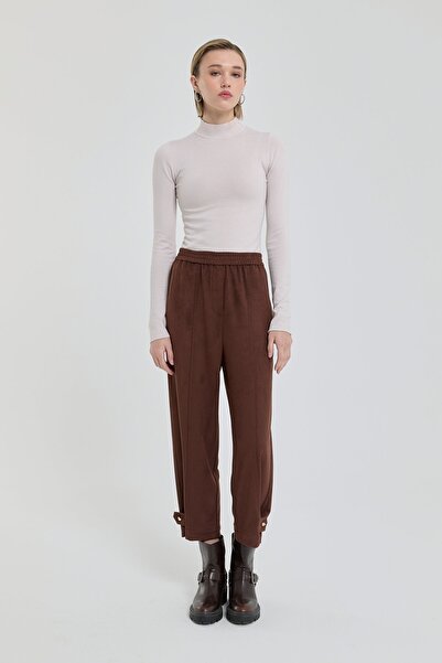 Nihan Süet Havuç Pantolon Koyu Kahve