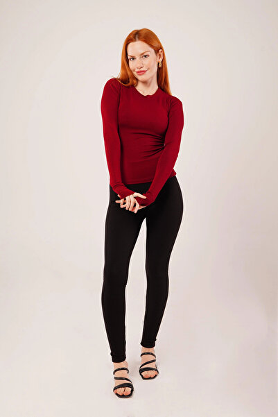 GENCULUS Long Sleeve Basic Burgundy Blouse
