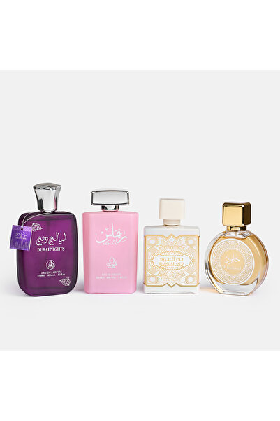 Grace Set of 4 Oriental Women's Perfumes – Dubai Nights, Remas, Badr Al Oud & Khulood (100 ml x 4)