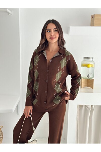 Noi Belis Oversized Baklava Detailed Knitwear Bottom-Top Set Aw25Au0037