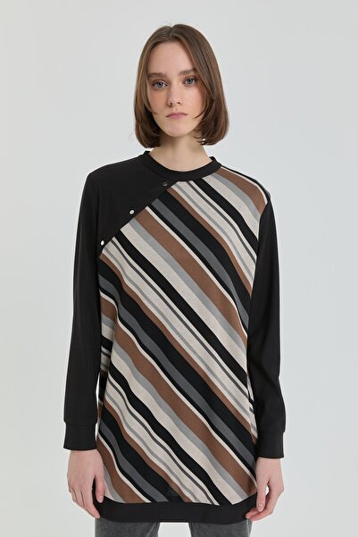 Nihan Çıt Çıt Detaylı Örme Tunik Siyah