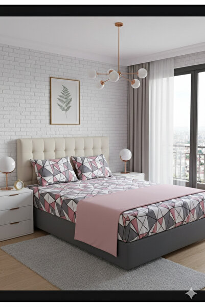 Home Battal Size Elastic Double Bed Sheet Set (with 2 Pillowcases)