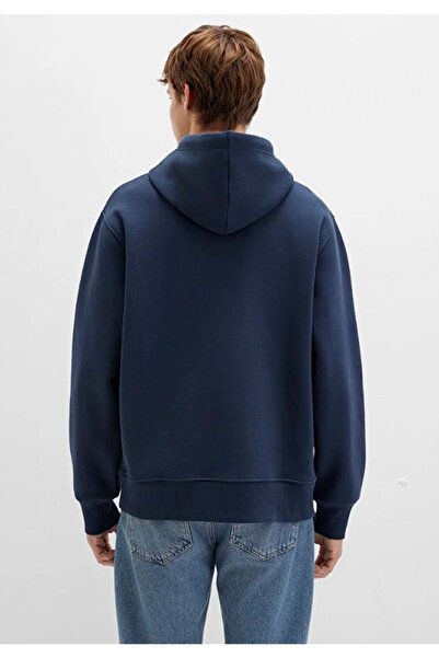 Mavi 065809 Logo Embroidered Men's Hooded Sweatshirt Dark Blue