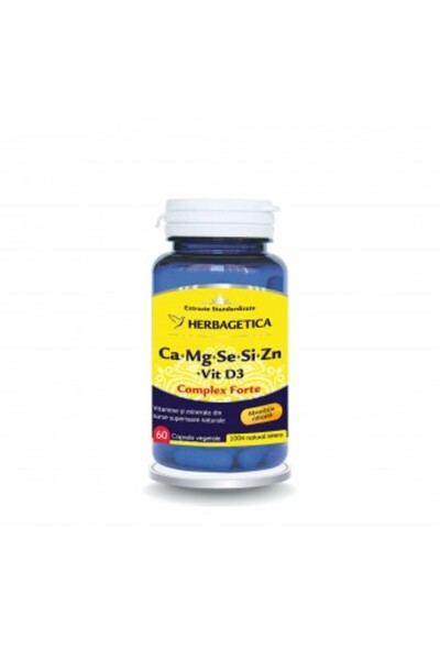 herbagetica Ca+Mg+Se+Si+Zn with Vitamin D3 Complex Forte 60 Capsules
