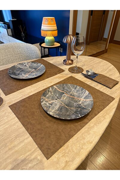 coaksco 2-Person Mink Rectangular American Dinnerware Set (Dinner Plate-Coaster-Fork Rest)