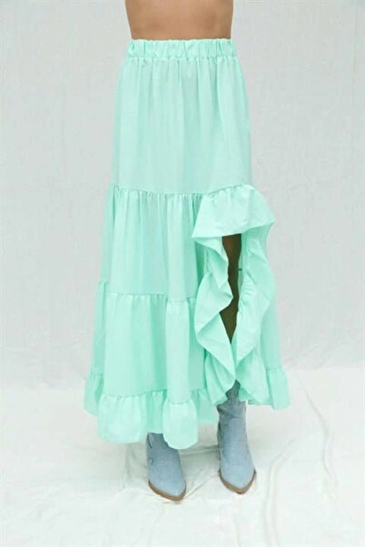 GENCULUS Audrey Frilly Slit Detail Skirt 4037