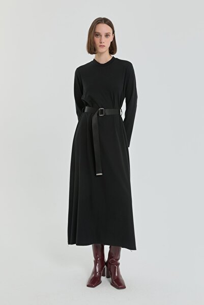 Nihan Kemerli Çelik Örme Elbise Siyah