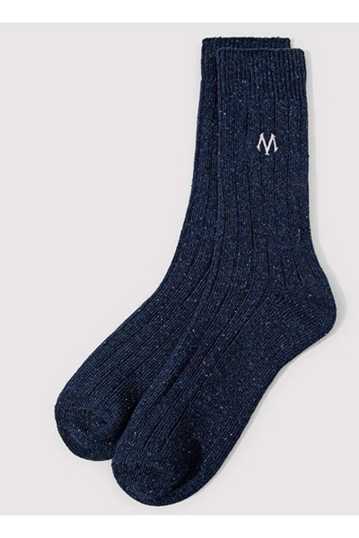 Mavi M Logo Embroidered Unisex Socks Dark Blue