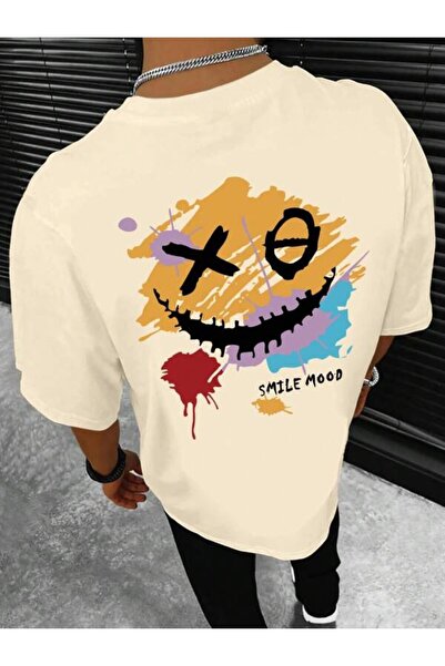 Generic Brand تي شيرت Smile Mood Colorful مطبوع للجنسين
