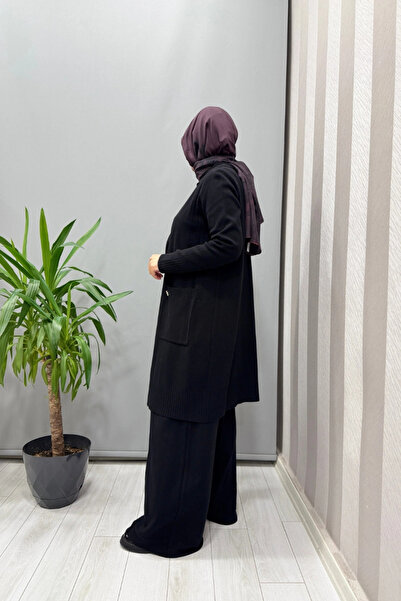 MISS DALIDA Touch Me Shirt Collar Knitwear Cardigan Black T25Pf-9001