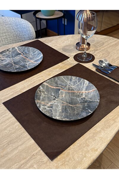 coaksco 2-Person Light Brown Rectangular American Dinnerware Set (Plate-Placemat-Fork Rest)