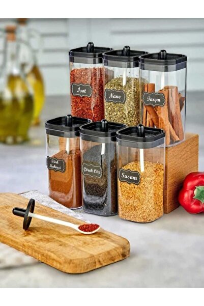 CELSEN HOME Set of 300 ml Acrylic Spice Shakers with 6 Spoons - Storage Conta...