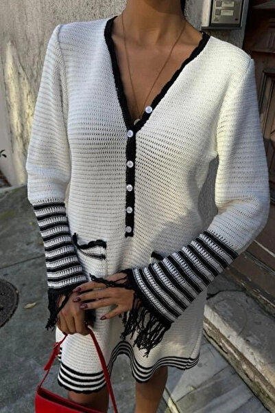 GENCULUS Knitwear Sleeves Tassel Buttoned Dress 2849