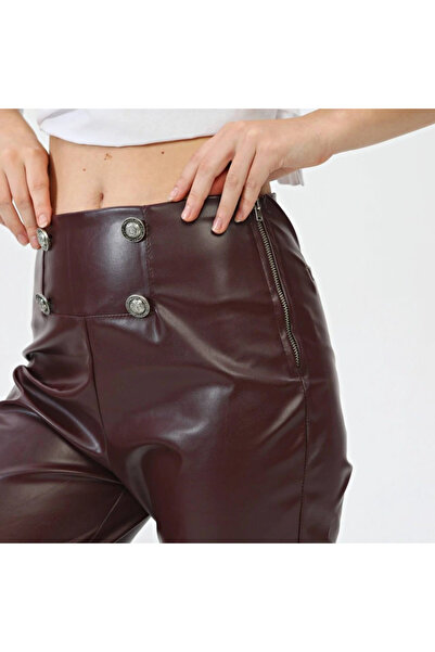 GENCULUS Buttoned Side Zipper Leather Trousers