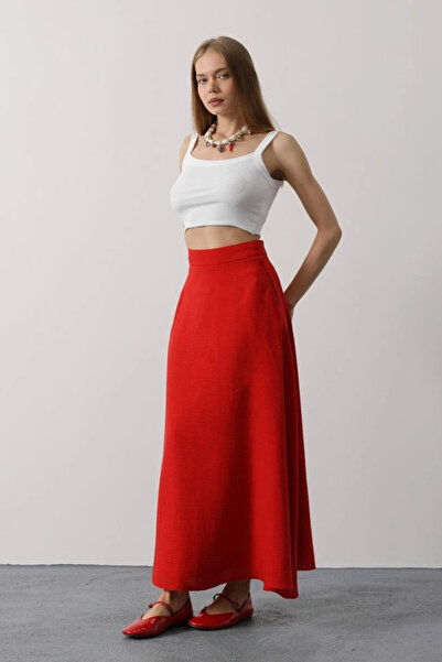 GENCULUS Linen Skirt Red