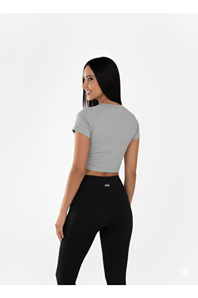 strivex Aspire Short Sleeve Slim Gray Batwing Crop T-Shirt