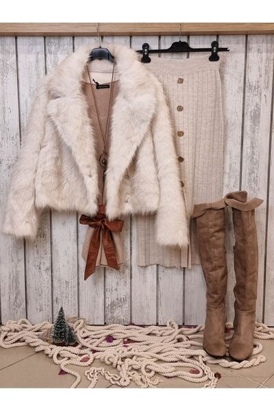 pudubutik Beige Knitwear Skirt