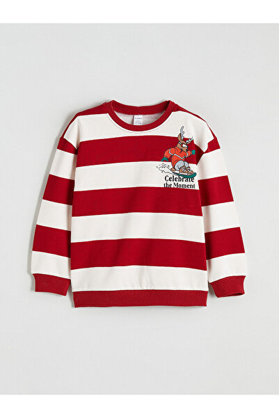 LC Waikiki Özmarka New Season Crew Neck Striped Boys' Thick Sweatshirt