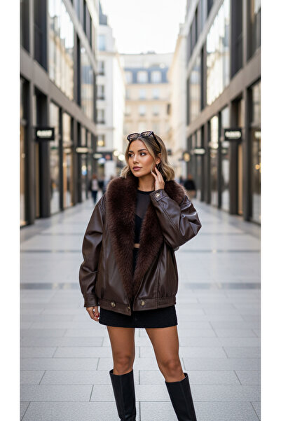 Zafirae YAKASI KÜRKLÜ OVERSİZE CEKET