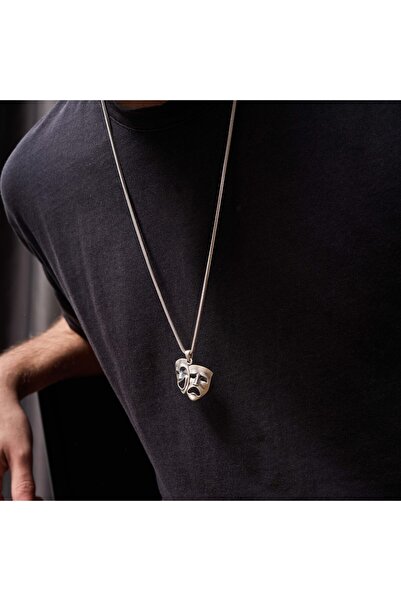 Umut silver Tiyatro Maske Figürlü 925 Ayar Gümüş Kolye Ucu