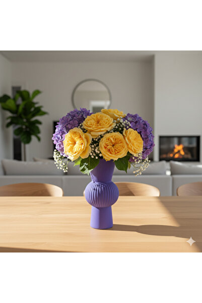 İki Cadı Tasarım مزهرية عصرية ملونة باللون الأرجواني، قطعة ديكور من السيراميك...