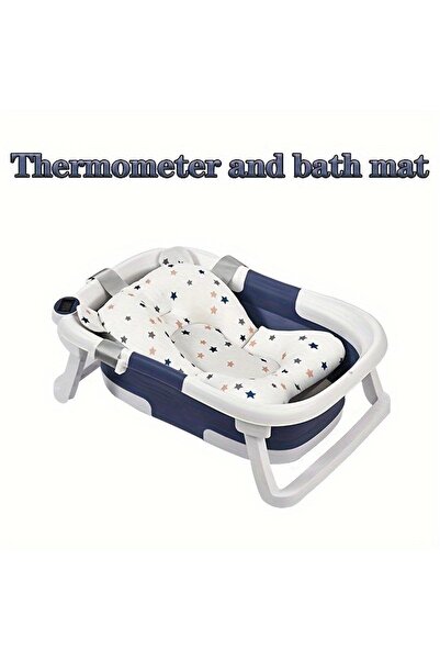 OEM bathtub with cushion for babies, built-in digital thermometer, foldable, drain plug, feet, year