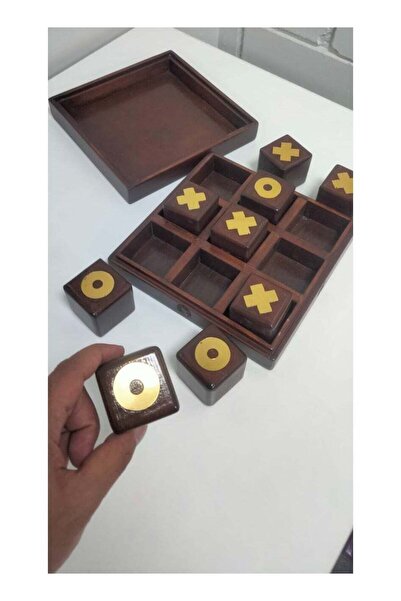 Generic Handcrafted Natural Wood Tic-Tac-Toe Board Game with Premium Sealed Cover