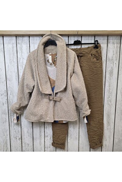 pudubutik Beige Felt Kimono Jacket