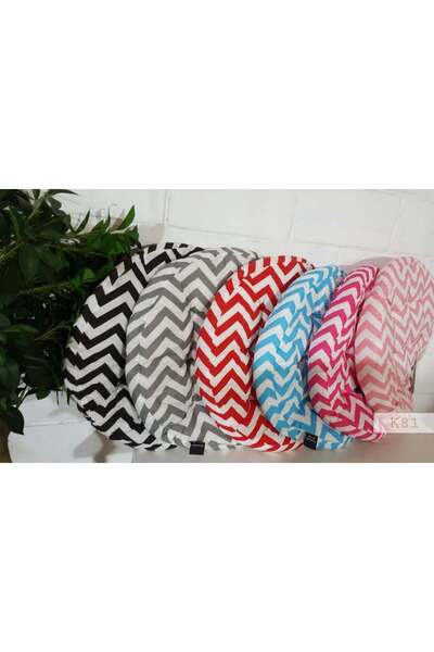 Reiashn 60cm round floor cushion with a wavy geometric pattern