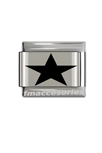 fmaccessoriess سوار من الفولاذ الإيطالي بلون فضي مع نقش نجمة بالليزر لا يفقد لونه ولا يتأكسد