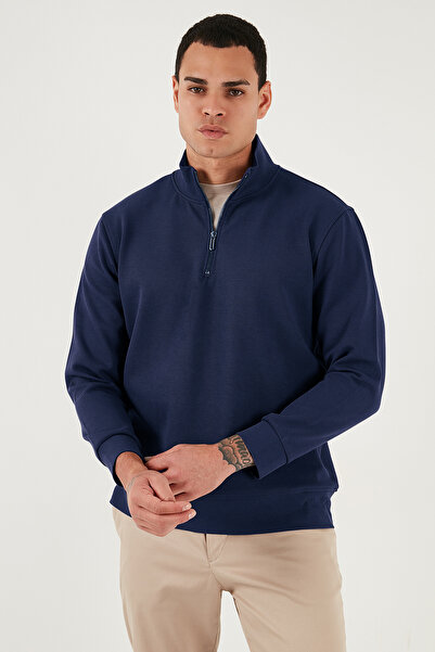 Buratti Cotton Regular Fit Half Zipper Stand Collar Sweat Men's Sweat 5905470