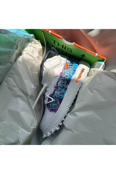 OFF WHITE Air Force 1 Mid x Off-White Grafitti White Blue DR0500-100 Sports Shoes