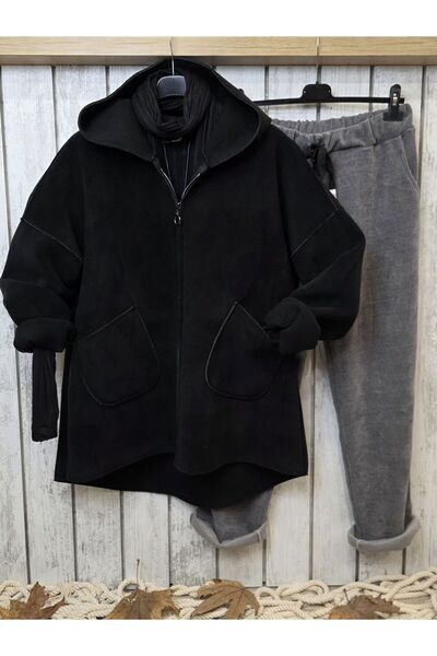 pudubutik Italian Suede Coat Black