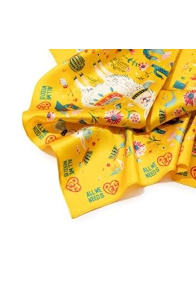 All We Need Is Pets Crazy Llama Yellow Silk Bandana for Cats Dogs and Pet Lovers
