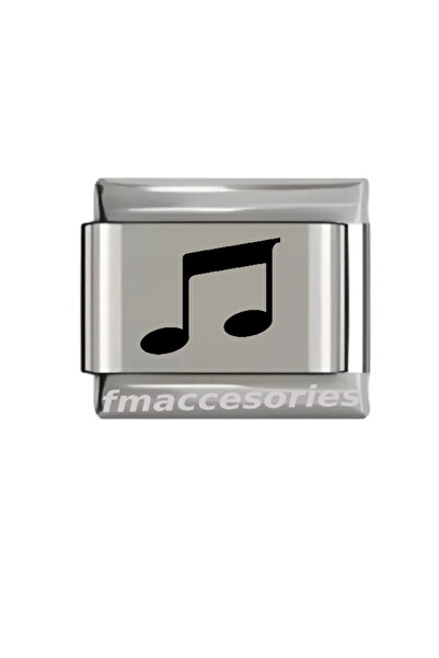 fmaccessoriess سوار من الفولاذ الإيطالي بلون فضي مع نقش ليزر للموسيقى لا يفقد لونه ولا يسود