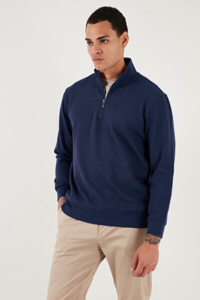 Buratti Cotton Regular Fit Half Zipper Stand Collar Sweat Men's Sweat 5905470