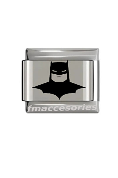 fmaccesories سوار إيطالي من الفولاذ بلون فضي مع نقش ليزر لشخصية باتمان، لا يت...
