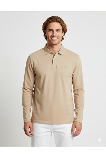 Jack & Jones Polo Neck Long Sleeve Men's Sweat Shirt Camel Beige