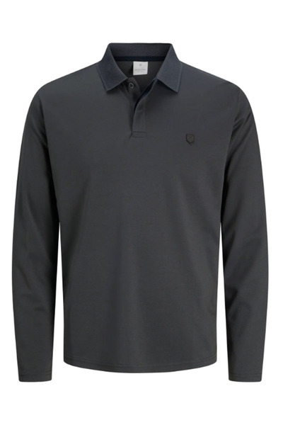 Jack & Jones Polo Neck Long Sleeve Men's Sweat Shirt Anthracite Smoked