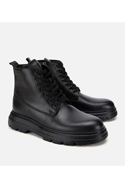 Hotiç Erkek Deri Siyah Fermuarlı Yüksek Tabanlı Casual Bot