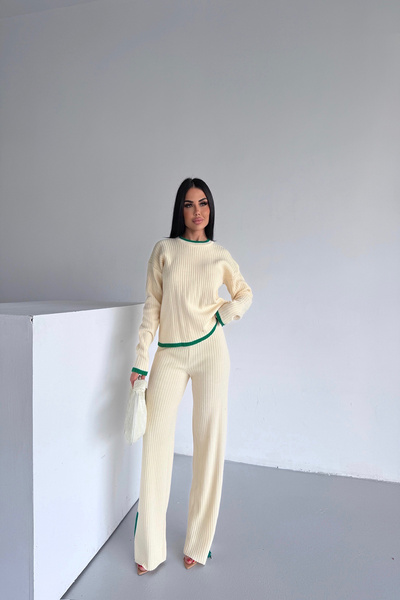 kamacibutik Crew Neck Zipper Detail Knitwear Set Standard Size (S/M/L/Xl) Compatible