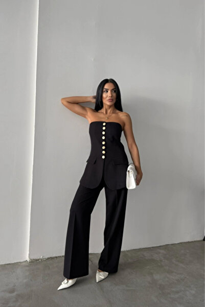 GENCULUS Taarim Gold Buttoned Trablezyelek Black