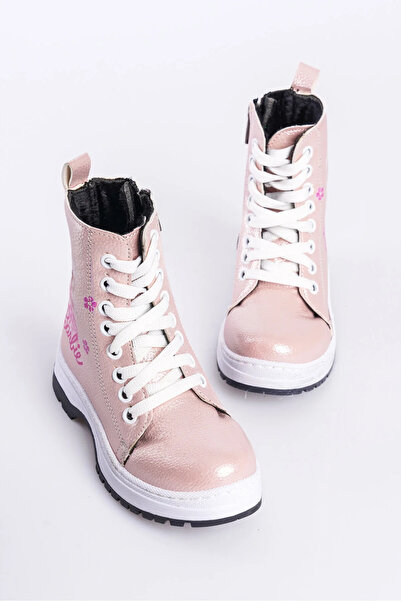 KATEYLER Ροζ γυαλιστερή εσωτερική επένδυση με ταϊλανδέζικη γούνα ραμμένη στη σόλα Μπότες για κορίτσια